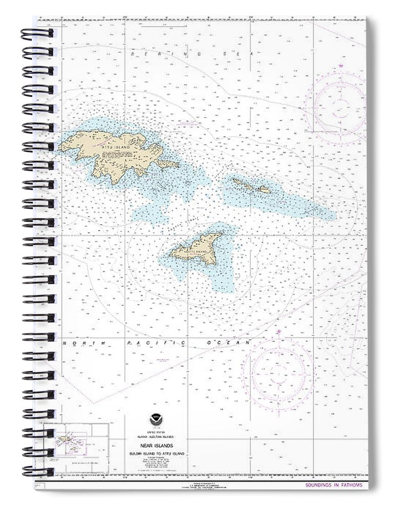 Nautical Chart 16420 Near Islands Buldir Island Attu Island Spiral Notebook