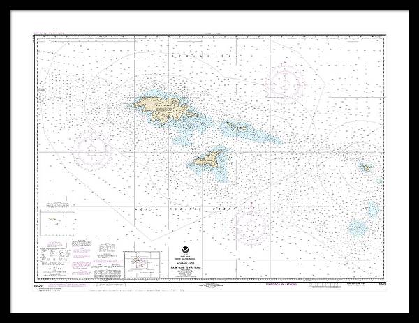 Nautical Chart-16420 Near Islands Buldir Island-attu Island - Framed Print