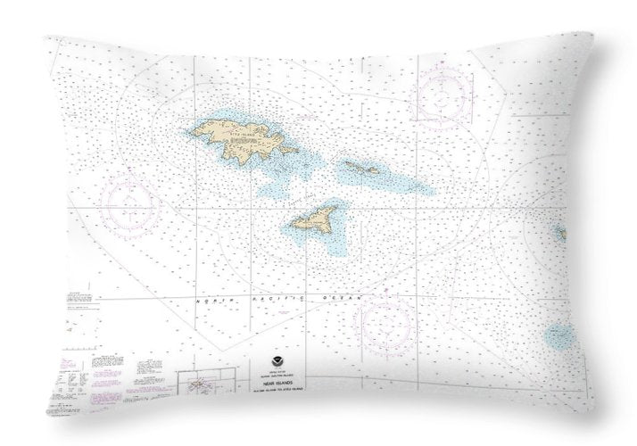 Nautical Chart-16420 Near Islands Buldir Island-attu Island - Throw Pillow