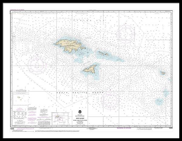 Nautical Chart-16420 Near Islands Buldir Island-attu Island - Framed Print