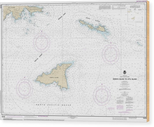 Nautical Chart-16423 Shemya Island-Attu Island Wood Print
