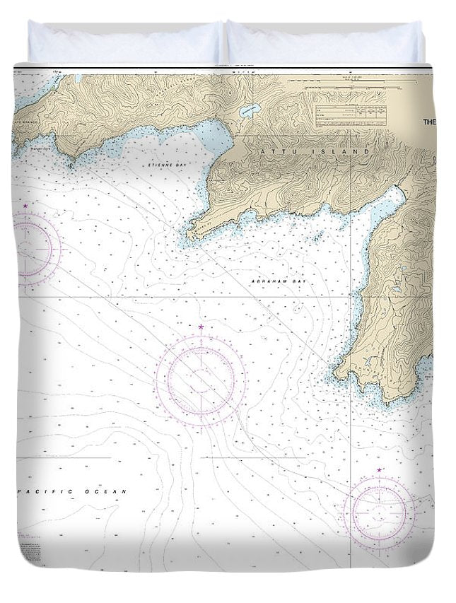 Nautical Chart-16430 Attu Island Theodore Pt-cape Wrangell - Duvet Cover