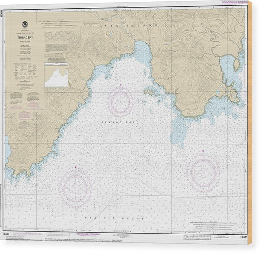 Nautical Chart-16431 Temnac Bay Wood Print