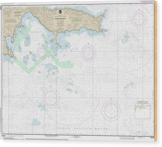Nautical Chart-16432 Massacre Bay Wood Print