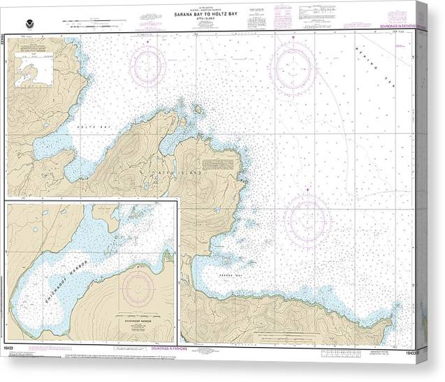 Nautical Chart-16433 Sarana Bay-Holtz Bay, Chichagof Harbor Canvas Print