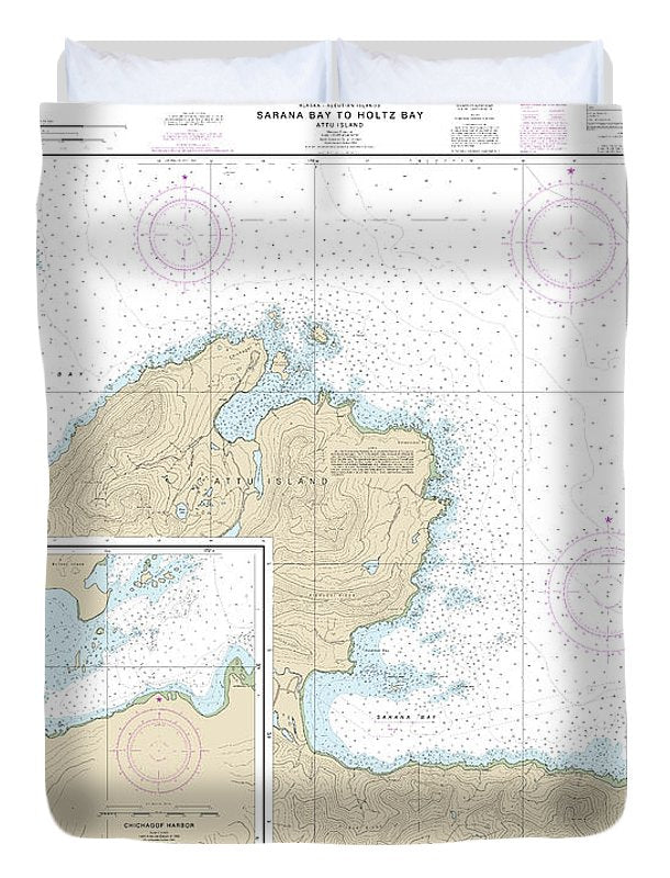 Nautical Chart-16433 Sarana Bay-holtz Bay, Chichagof Harbor - Duvet Cover