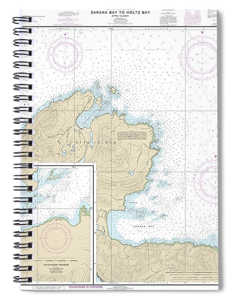 Nautical Chart 16433 Sarana Bay Holtz Bay, Chichagof Harbor Spiral Notebook