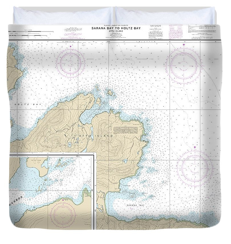Nautical Chart 16433 Sarana Bay Holtz Bay, Chichagof Harbor Duvet Cover