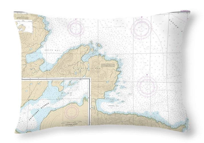 Nautical Chart-16433 Sarana Bay-holtz Bay, Chichagof Harbor - Throw Pillow