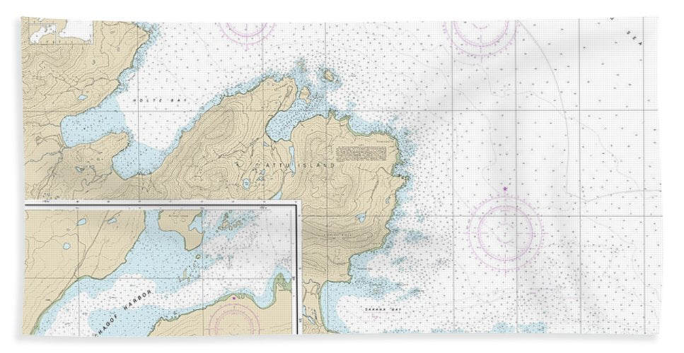 Nautical Chart-16433 Sarana Bay-holtz Bay, Chichagof Harbor - Beach Towel