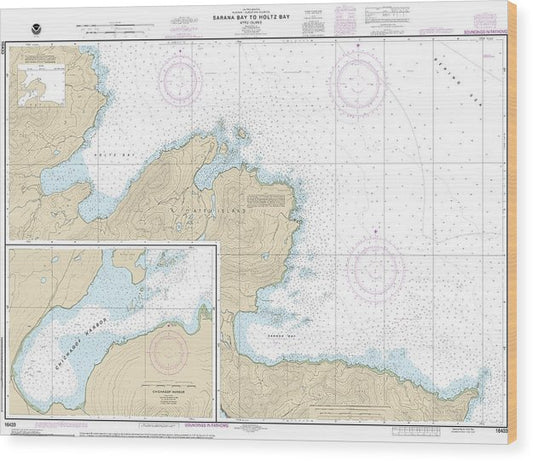 Nautical Chart-16433 Sarana Bay-Holtz Bay, Chichagof Harbor Wood Print