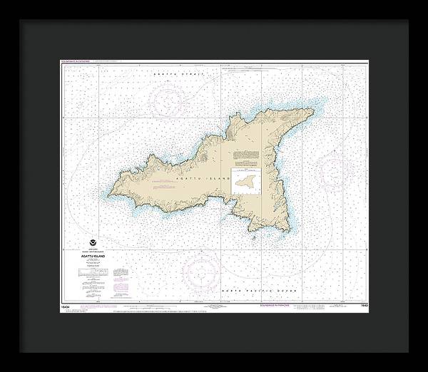 Nautical Chart-16434 Agattu Island - Framed Print