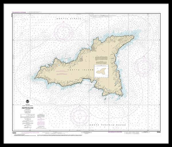 Nautical Chart-16434 Agattu Island - Framed Print