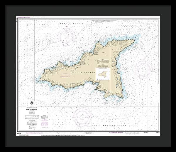 Nautical Chart-16434 Agattu Island - Framed Print