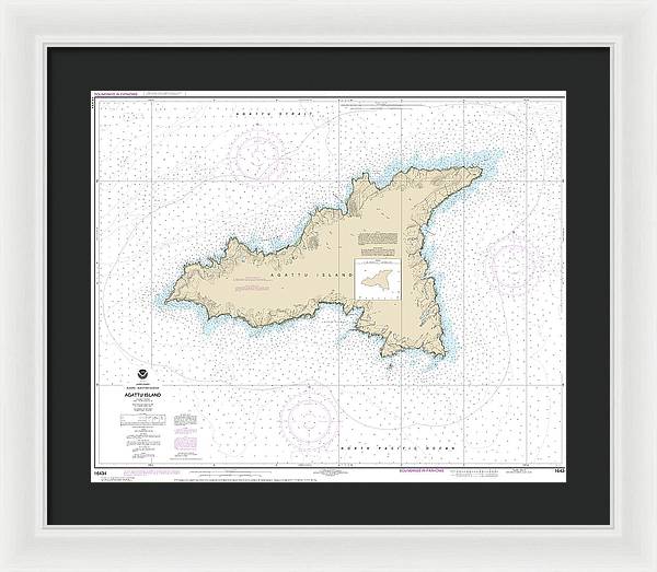 Nautical Chart-16434 Agattu Island - Framed Print