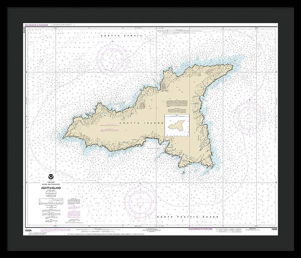 Nautical Chart-16434 Agattu Island - Framed Print