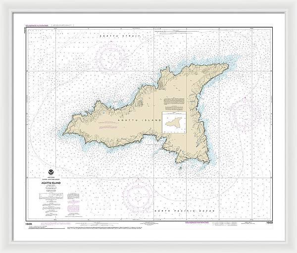 Nautical Chart-16434 Agattu Island - Framed Print