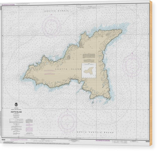 Nautical Chart-16434 Agattu Island Wood Print
