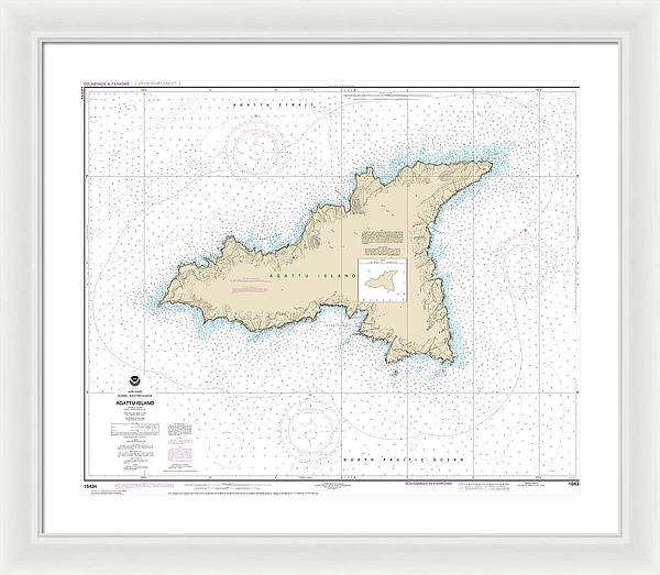 Nautical Chart-16434 Agattu Island - Framed Print