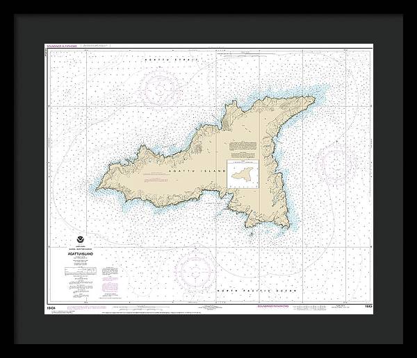 Nautical Chart-16434 Agattu Island - Framed Print