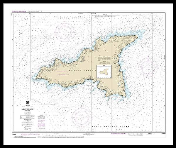 Nautical Chart-16434 Agattu Island - Framed Print