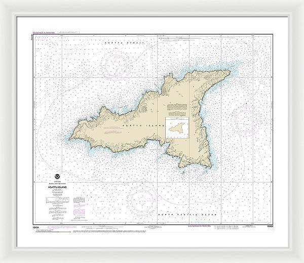 Nautical Chart-16434 Agattu Island - Framed Print