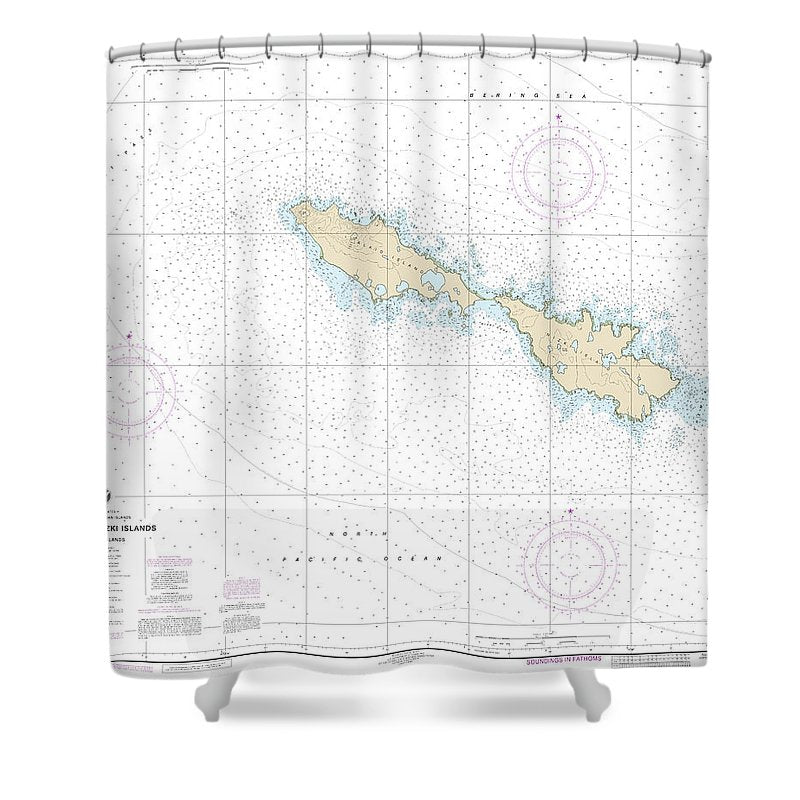 Nautical Chart 16435 Semichi Islands Alaid Nizki Islands Shower Curtain