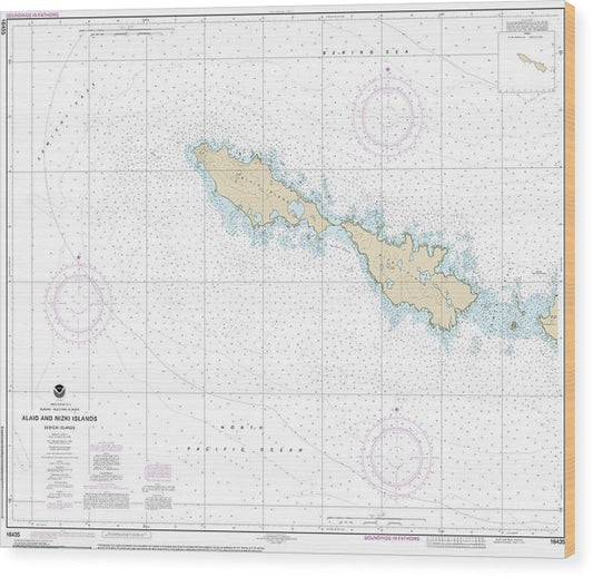 Nautical Chart-16435 Semichi Islands Alaid-Nizki Islands Wood Print