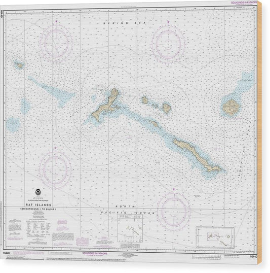 Nautical Chart-16440 Rat Islands Semisopochnoi Island-Buldir L Wood Print