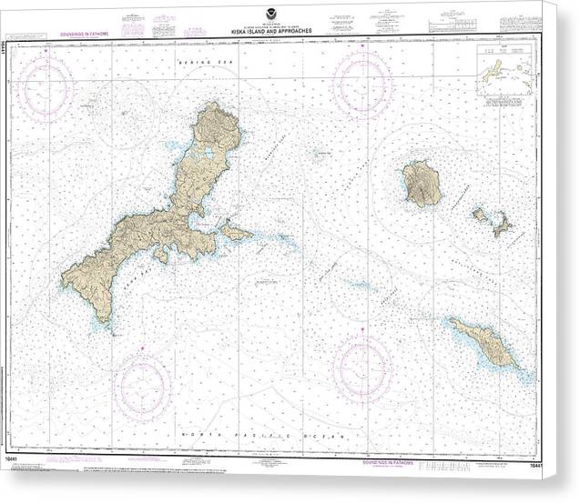 Nautical Chart-16441 Kiska Island-approaches - Canvas Print