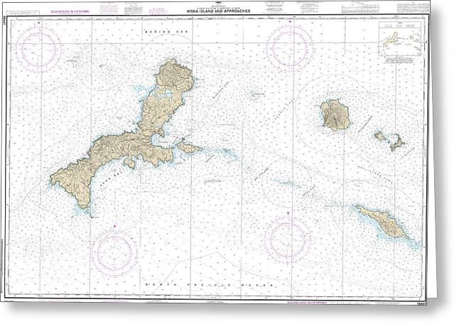 Nautical Chart-16441 Kiska Island-approaches - Greeting Card