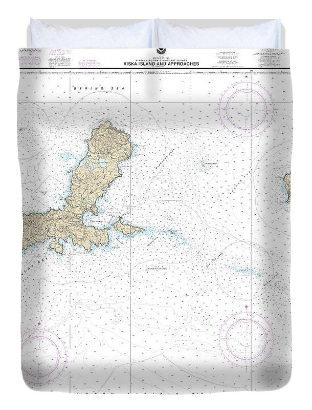 Nautical Chart-16441 Kiska Island-approaches - Duvet Cover