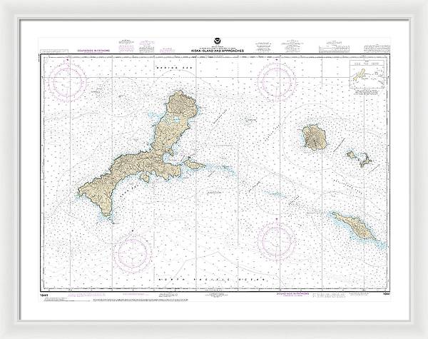 Nautical Chart-16441 Kiska Island-approaches - Framed Print