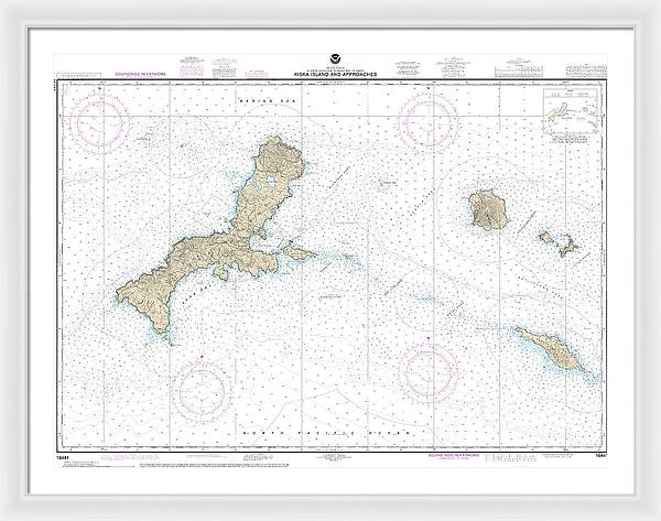 Nautical Chart-16441 Kiska Island-approaches - Framed Print