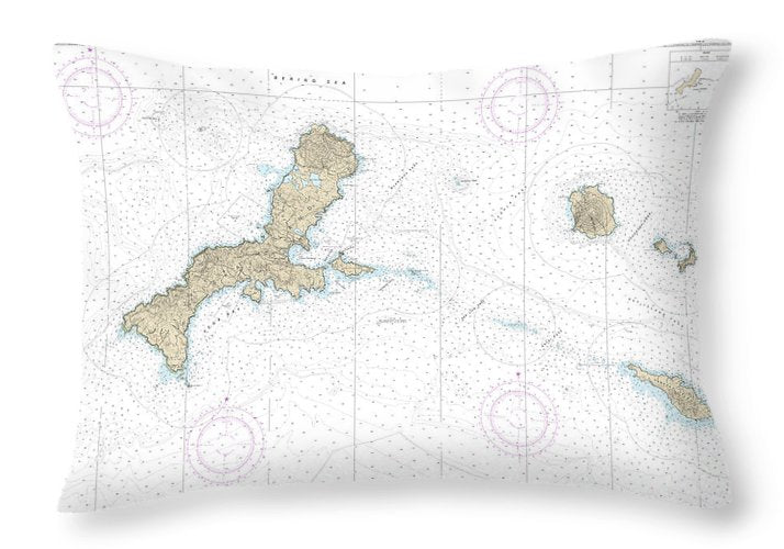 Nautical Chart-16441 Kiska Island-approaches - Throw Pillow