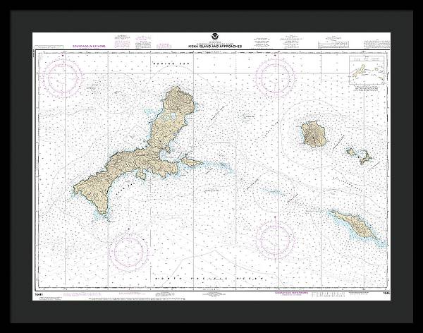 Nautical Chart-16441 Kiska Island-approaches - Framed Print