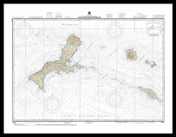 Nautical Chart-16441 Kiska Island-approaches - Framed Print