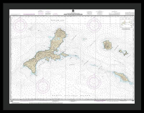 Nautical Chart-16441 Kiska Island-approaches - Framed Print