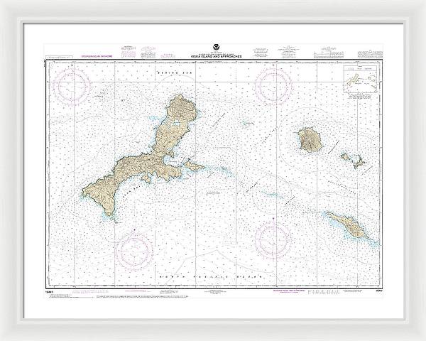 Nautical Chart-16441 Kiska Island-approaches - Framed Print