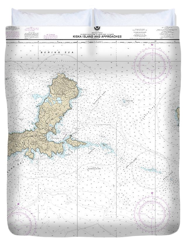 Nautical Chart-16441 Kiska Island-approaches - Duvet Cover