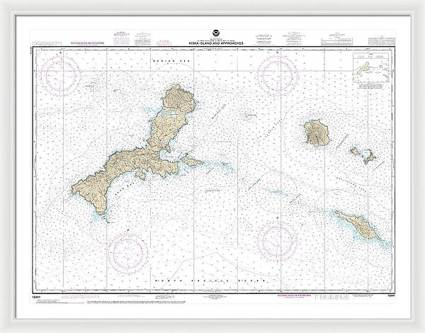 Nautical Chart-16441 Kiska Island-approaches - Framed Print