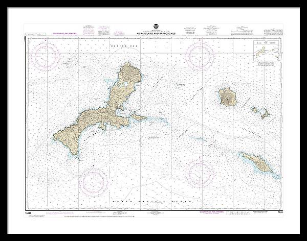 Nautical Chart-16441 Kiska Island-approaches - Framed Print