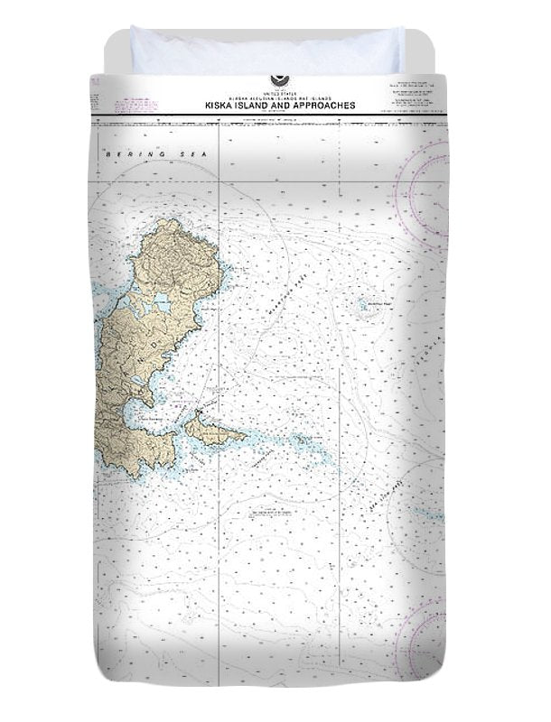 Nautical Chart-16441 Kiska Island-approaches - Duvet Cover