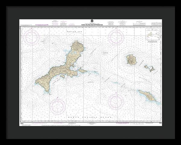 Nautical Chart-16441 Kiska Island-approaches - Framed Print