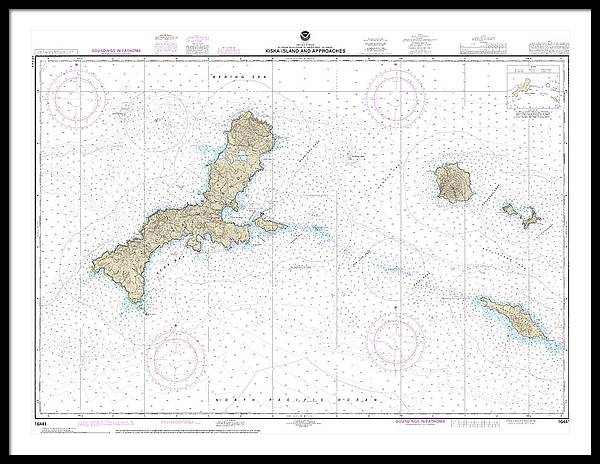 Nautical Chart-16441 Kiska Island-approaches - Framed Print