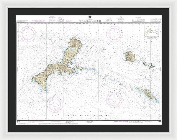 Nautical Chart-16441 Kiska Island-approaches - Framed Print