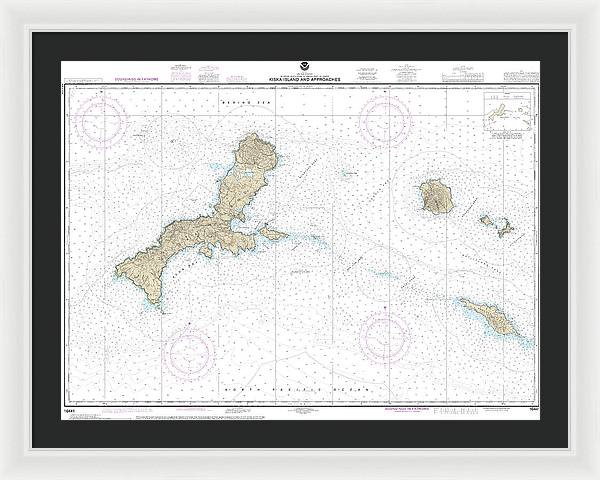 Nautical Chart-16441 Kiska Island-approaches - Framed Print