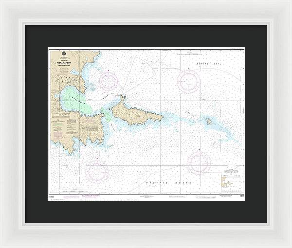 Nautical Chart-16442 Kiska Harbor-approaches - Framed Print