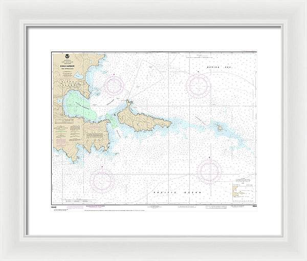 Nautical Chart-16442 Kiska Harbor-approaches - Framed Print