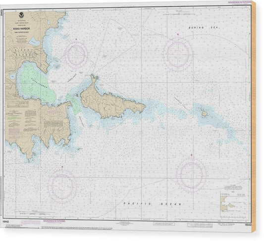 Nautical Chart-16442 Kiska Harbor-Approaches Wood Print